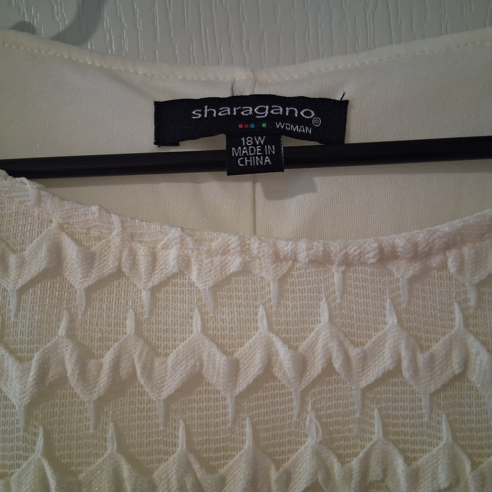 Sharagano Cream Textured Midi Dress - Picture 2 of 4